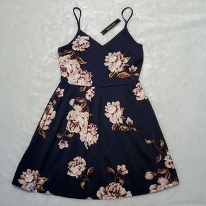 Navy and Pink Floral Dress